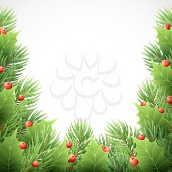 Christmas Tree Branches Border. Vector Illustration EPS10