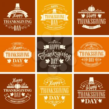 Typographic Thanksgiving Design Set. Vector illustration EPS 10