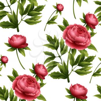 Seamless pattern with peony flowers. Vector illustration EPS10