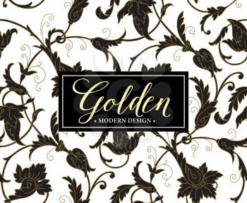 Luxury seamless background with gold frame. Vector illustration EPS10