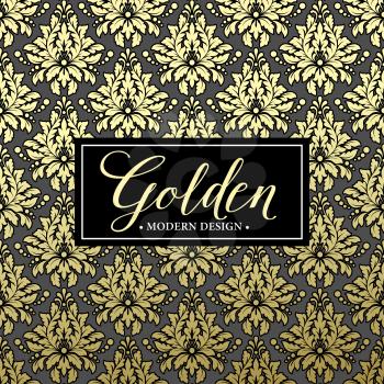Luxury seamless background with gold frame. Vector illustration EPS10