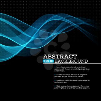 Abstract blue shining wave background. Vector illustration EPS 10