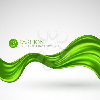 Green flying silk fabric. Fashion background. Vector illustration EPS10
