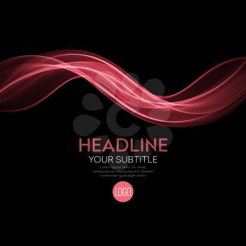 Abstract red waves on the dark background. Vector illustration EPS10