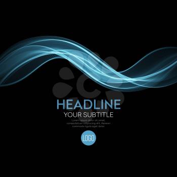 Abstract blue waves on black background. Vector illustration EPS10