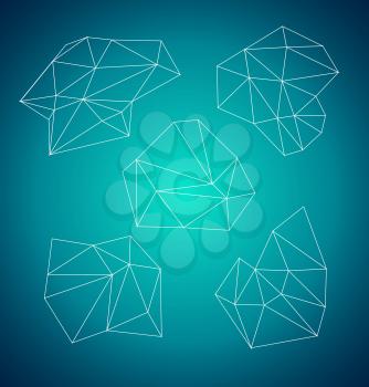 Geometric abstract low-poly shape. Blue background. Vector illustration EPS 10
