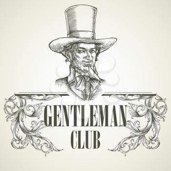 Gentlemens club. Vintage vector illustration EPS 10