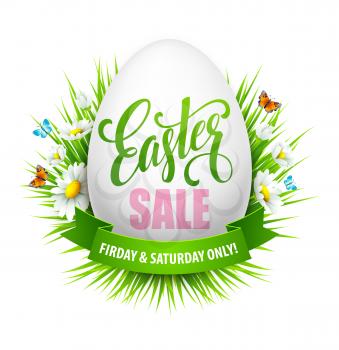 Easter sale background with eggs and spring flower. Vector illustration EPS10