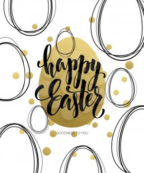 Happy Easter  Easter Golden Lettering Egg. Vector illustration EPS10