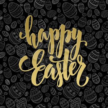 Lettering Easter greeting card template in chalkboard style. Vector illustration EPS10