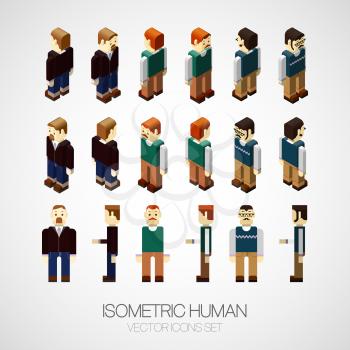 Vector isometric human set. Icon vector illustration