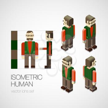 Vector isometric human set. Icon vector illustration
