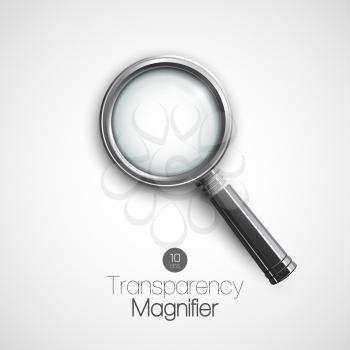 Isolated Silver  Magnifier. Vector illustration EPS 10
