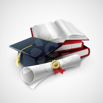 Objects for graduation ceremony. Vector illustration  EPS 10