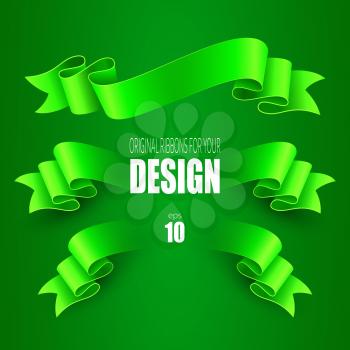 Set of green vector ribbons EPS 10