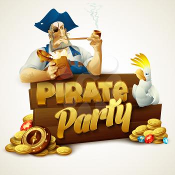 Pirate party poster. Vector illustration EPS 10