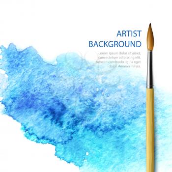 Realistic brush on blue watercolor background EPS 10