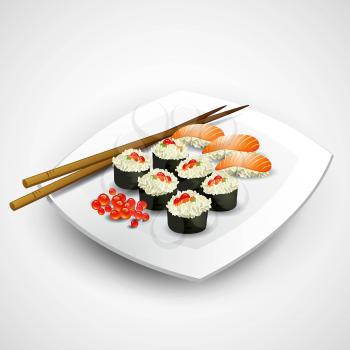 Sushi plate. Food. Vector illustration EPS 10