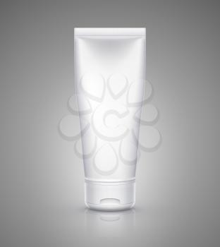 White tube mock-up for cream, tooth paste, gel, sauce, paint, glue. Vector illustration EPS 10