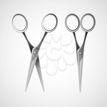Silver scissors isolated in white background. Vector illustration EPS 10