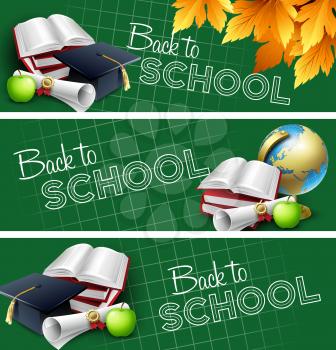 Set of back to school banners. Vector illustration EPS 10