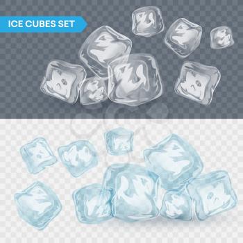 Set of four transparent ice cubes. Vector illustration EPS10