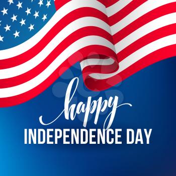 America independence day template flag backgrounds, Calligraphic handwriting typography for printing booklets, brochures, posters, leaflets and flyers. Vector illustration EPS10