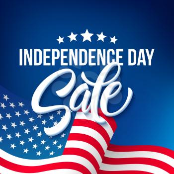 America independence day sale template flag backgrounds, Calligraphic handwriting typography for printing booklets, brochures, posters, leaflets and flyers. Vector illustration EPS10