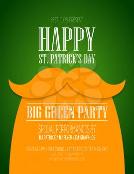 St. Patrick Day poster with a mustache and hat EPS10