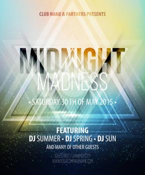 Midnight Madness Party. Template poster. Vector illustration EPS 10