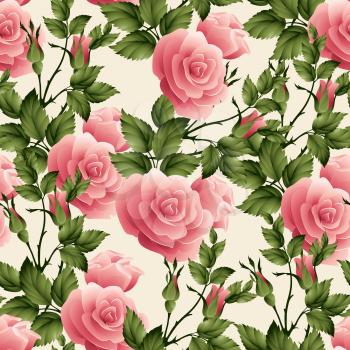 Seamless rose flower pattern. Vector illustration. EPS 10