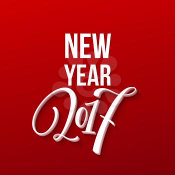 Happy New Year 2017. Christmas Card, Text on Red background. Vector image EPS10