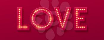 Love Retro light banner. Valentines card. Vector illustration EPS10