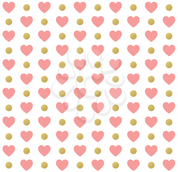 Seamless Valentines day polka dot red pattern with hearts. Vector illustration EPS10