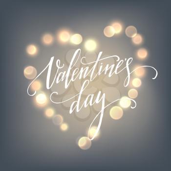 Valentines Day card with Glowing lights heart. Vector illustration EPS10