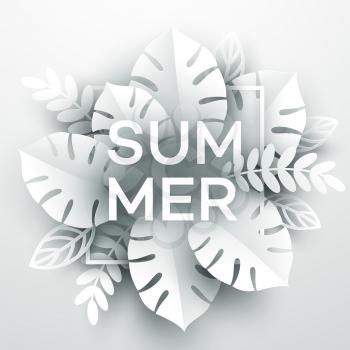 Summer Tropical Leaf. Paper cut style. Vector illustration EPS10