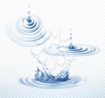 Realistic Transparent Drop and Circle Ripples isolated background . Vector illustration EPS10