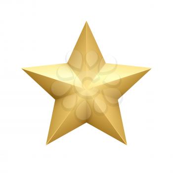 Realistic metallic golden star isolated on white background. Vector illustration EPS10