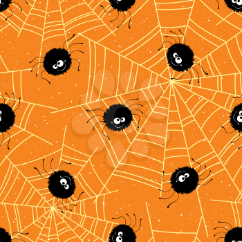 Halloween seamless background with spiders and web. Vector illustration EPS10