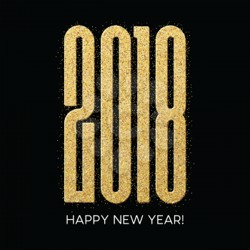 2018 Happy new year. Numbers Golden Glitter Design greeting card. Gold Shining Pattern. Vector illustration EPS10