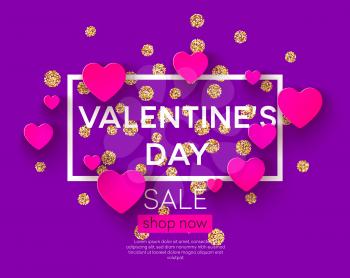 Happy Valentines Day greeting card with lettering on paper heart background. Vector illustration EPS10