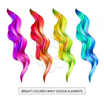 Set abstract colorful wave flow design elements. Vector illustration EPS10
