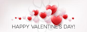 Red Hearts Background with Happy Valentines Day Greetings. Vector Illustration EPS10