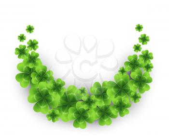 Saint Patricks day background with sprayed clover leaves or shamrocks. Vector illustration EPS10