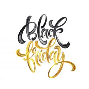 Gold Black Friday Sale calligrapy lettering. Vector illustration EPS10