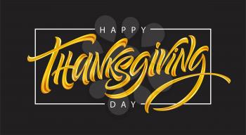 Thanksgiving typography for greeting cards and poster. Golden Calligraphy lettering. Vector illustration EPS10