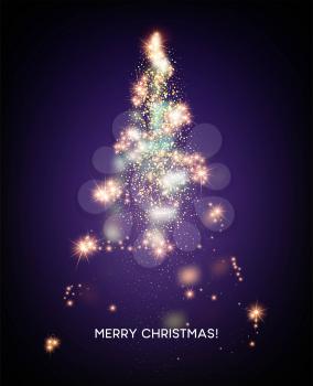 Shining Christmas tree. Light star background. Vector illustration EPS10