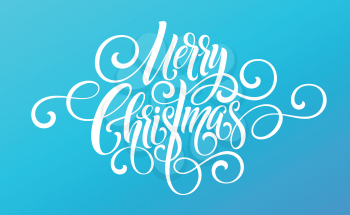 Merry Christmas handwriting script lettering on a bright colored background. Vector illustration EPS10