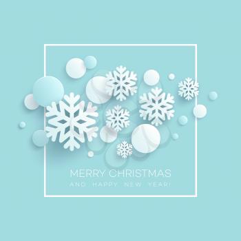 Abstract Papercraft Snowflakes Christmas Background. Vector illustration EPS10