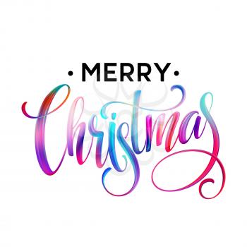 Christmas Calligraphy handwriting lettering of brushstrokes an oil or acrylic paints. Vector illustration EPS10